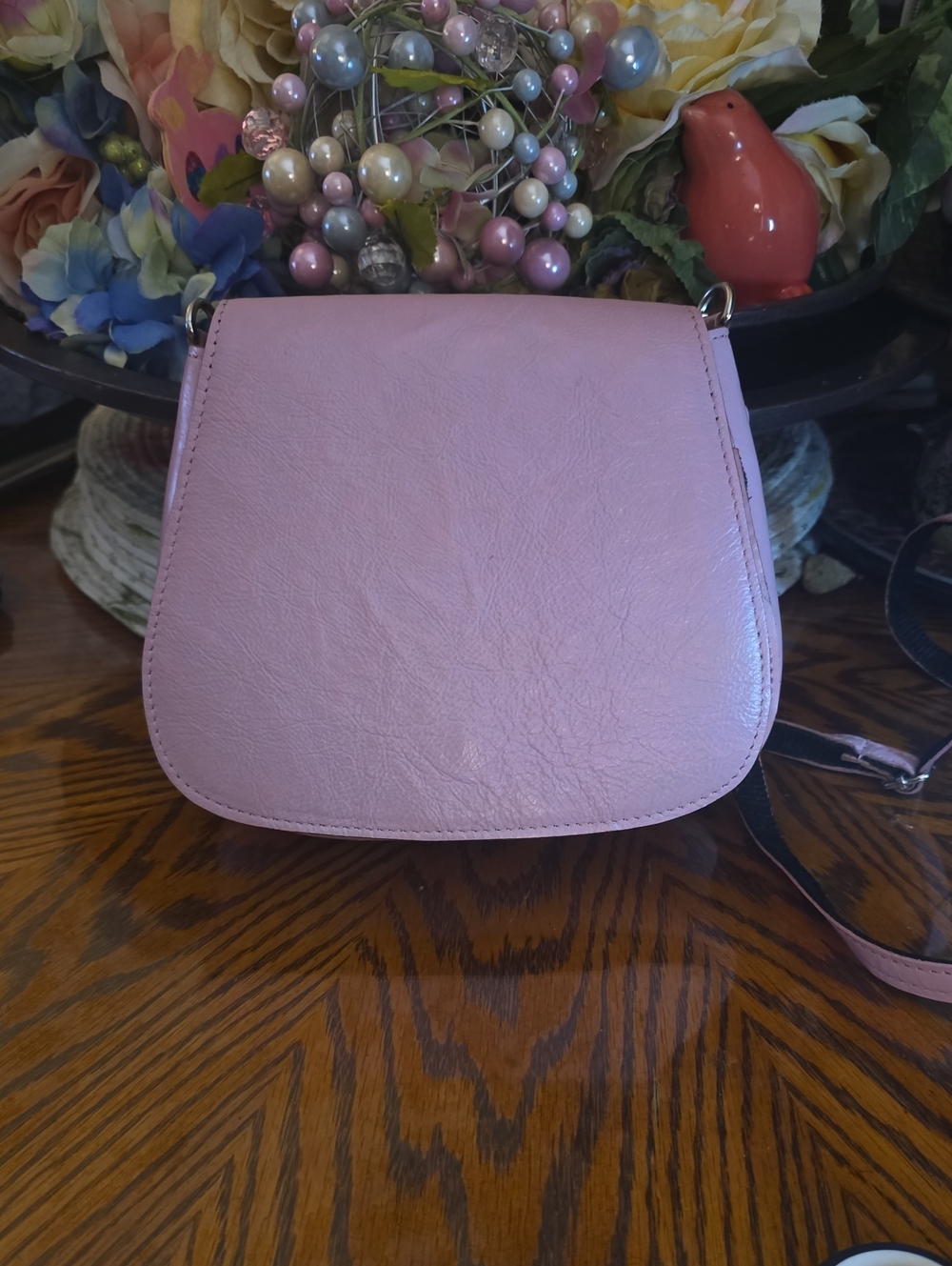 Small Pink Leather Crossbody Bag